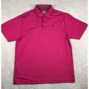 Under Armour Polo Shirt Men’s Sz L Hot Pink Heat Gear Golf Loose Performance